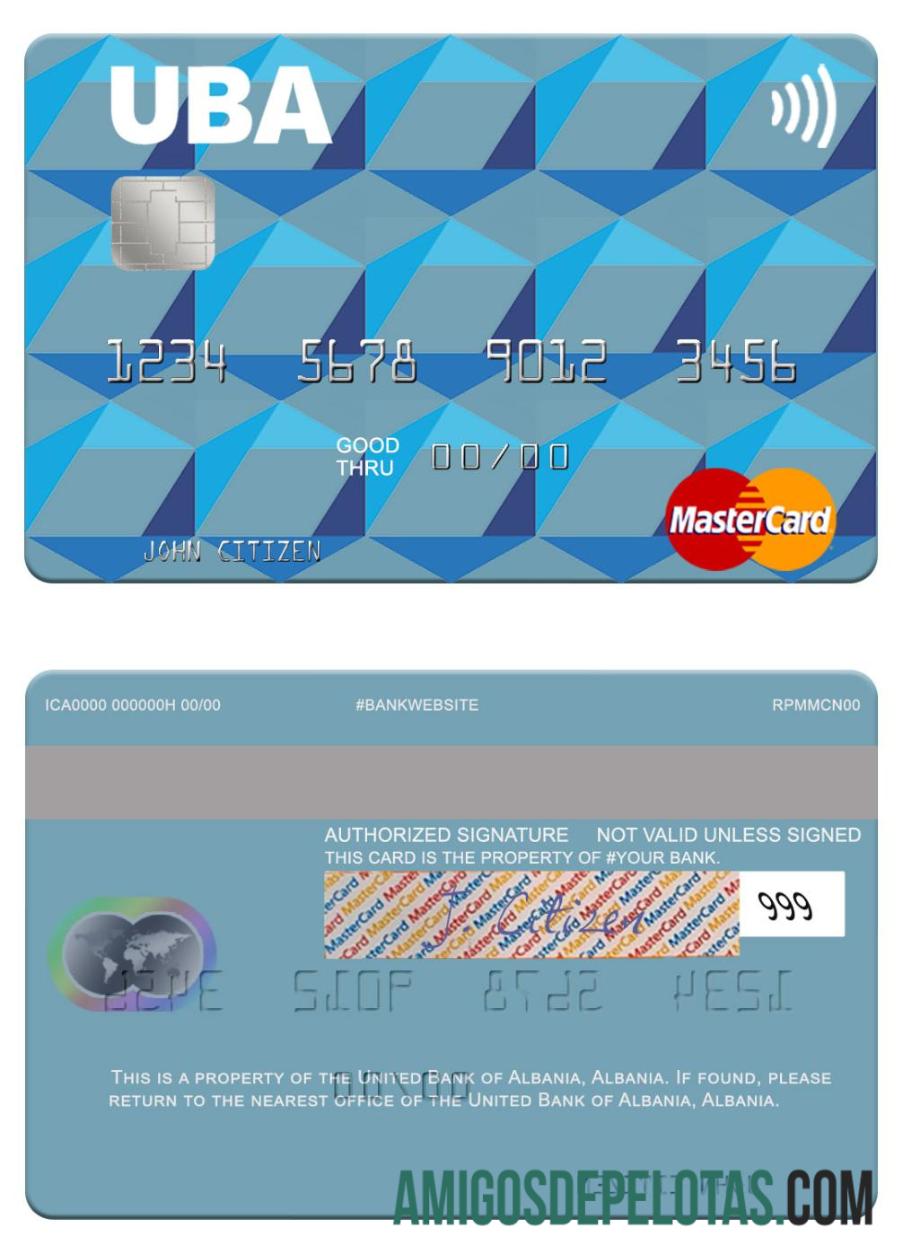 Albânia United Bank Of Albania Mastercard modelo